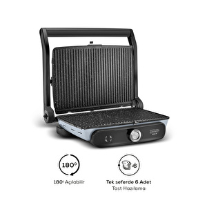 Karaca Gastro Grill Glass Premium 6 Dilim Kapasiteli Döküm Tost ve Izgara Makinesi Ocean Wave 2400W  görseli 9