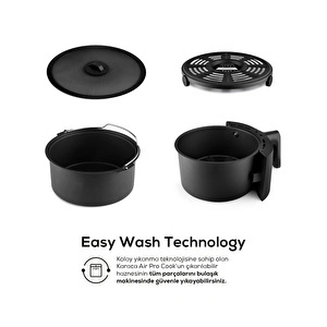 Karaca Air Pro Cook XL 2 in 1 Konuşan Airfryer Black Chrome 4L görseli 7