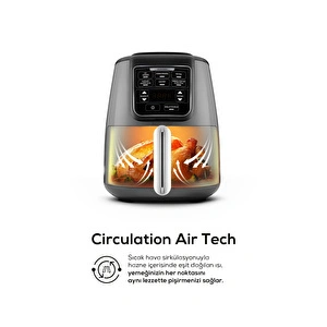 Karaca Air Pro Cook XL 2 in 1 Konuşan Airfryer Space Gray 4 Kişilik görseli 2
