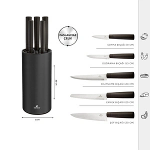 Karaca Roscar Black 6 Parça Bıçak Seti görseli 2