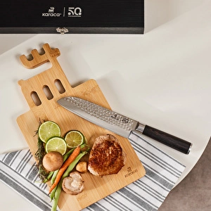 Karaca 50. Yıl İmza Koleksiyonu x Damascus Santoku Bıçağı görseli 4