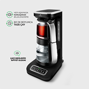 Karaca Robotea Pro 4 in 1 Konuşan Cam Çay Makinesi Black Chrome görseli 3