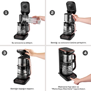 Karaca Robotea Pro 4 in 1 Konuşan Cam Çay Makinesi Black Chrome görseli 8