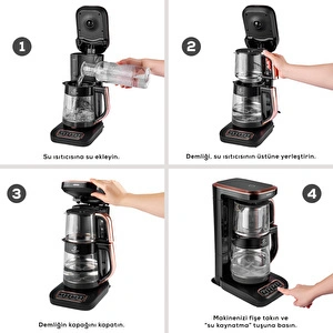 Karaca Robotea Pro 4 in 1 Konuşan Cam Çay Makinesi Black Chrome görseli 9