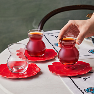 Karaca Flower 6 Kişilik Cam Çay Seti 160 ml görseli 3