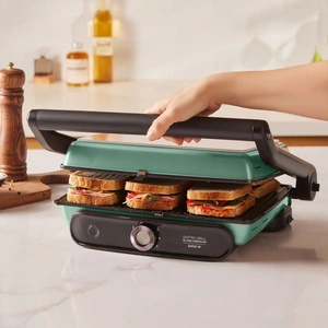 Karaca Gastro Grill Glass Premium 2400W Döküm Tost ve Izgara Makinesi Blue Mist 6 Dilim Kapasiteli görseli 3