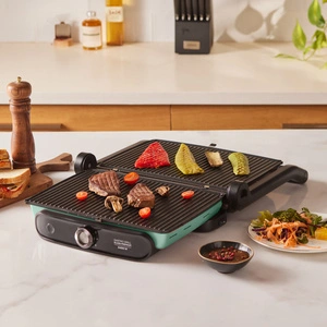 Karaca Gastro Grill Glass Premium 2400W Döküm Tost ve Izgara Makinesi Blue Mist 6 Dilim Kapasiteli görseli 4