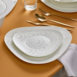 Karaca Fine Pearl Extra 50. Yıl İmza Koleksiyonu Helen 62 Parça 12 Kişilik İnci Yemek Takımı görseli 6
