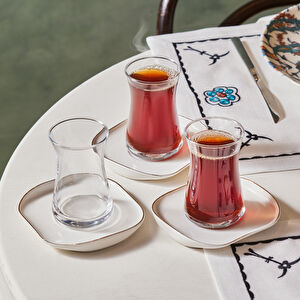 Karaca Streamline Plato 12 Parça 6 Kişilik Cam Çay Seti 165 ml görseli 1