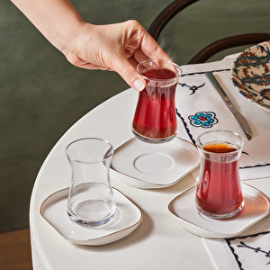 Karaca Streamline Plato 12 Parça 6 Kişilik Cam Çay Seti 165 ml görseli 2