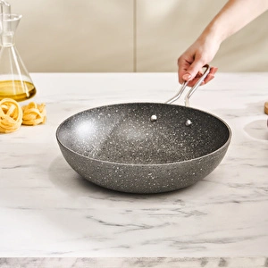 Karaca Biogranit Salvador Wok Tava 28 Cm Gri görseli 4