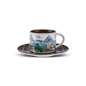Karaca New Year Yılbaşı Ekoseli 2 Kişilik  Çay Fincanı 230 Ml görseli 5