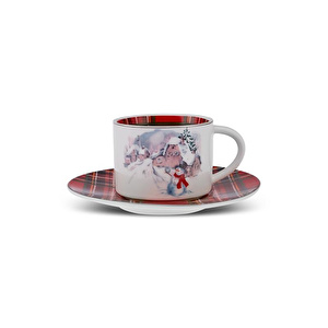 Karaca New Year Yılbaşı Ekoseli 2 Kişilik  Çay Fincanı 230 Ml görseli 6
