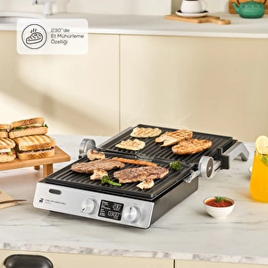 Karaca Compact Steel Pro Sear and Grill Inox 2007 Döküm Izgara ve Tost Makinesi 6 Dilim Kapasiteli görseli 2