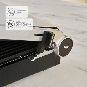 Karaca Compact Steel Pro Sear and Grill Inox 2007 Döküm Izgara ve Tost Makinesi 6 Dilim Kapasiteli görseli 5