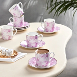 Karaca Kuvars 6 Kişilik Kahve Fincanı 80 ml Pembe  görseli 1