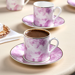 Karaca Kuvars 6 Kişilik Kahve Fincanı 80 ml Pembe  görseli 2