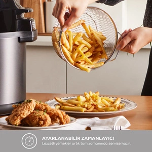 Karaca Cooker 2 in 1 Çok Amaçlı Basınçlı Pişirici Akıllı Elektrikli Düdüklü Tencere ve Airfryer Matte Black 6L görseli 9