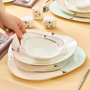 Karaca Fine Pearl Extra Abraca 62 Parça 12 Kişilik Yemek Takımı Gold görseli 7