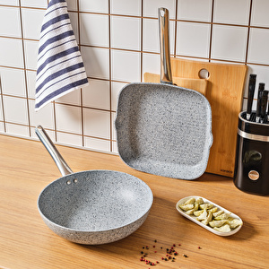 Karaca Biogranit Nare Wok Grill Set Mavi görseli 5