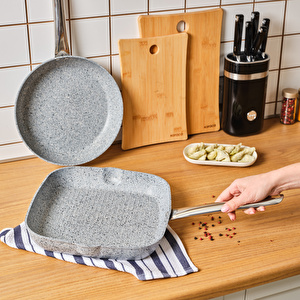 Karaca Biogranit Nare Wok Grill Set Mavi görseli 6
