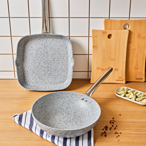 Karaca Biogranit Nare Wok Grill Set Mavi görseli 7