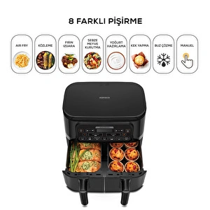 Karaca Air Pro Cook Duo Köz XXXL Airfryer Black 8L görseli 8