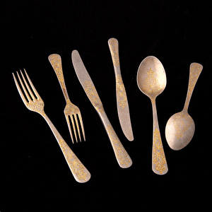 Jumbo Antique Antika Gold 12 Kişilik 84 Parça Çatal Kaşık Bıçak Takımı görseli 4