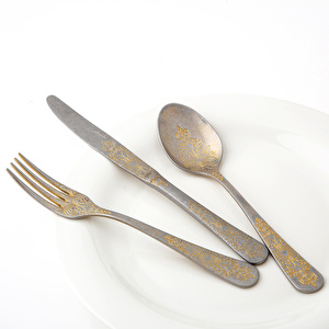 Jumbo Antique Antika Gold 12 Kişilik 84 Parça Çatal Kaşık Bıçak Takımı görseli 12