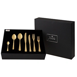 Jumbo Antique Titanyum Gold 12 Kişilik 84 Parça Çatal Kaşık Bıçak Takımı görseli 4