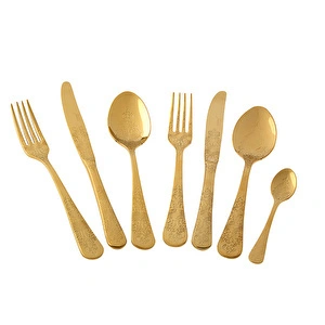 Jumbo Antique Titanyum Gold 12 Kişilik 84 Parça Çatal Kaşık Bıçak Takımı görseli 12