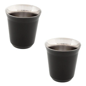 Jumbo Glory 7 Double Wall Siyah 2'li Termo Çelik Fincan 160 ml görseli 3