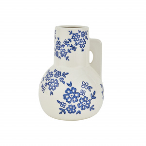 Karaca Home Cannes Vazo Beyaz Mavi 16,7X16,7X22,9 cm görseli 2