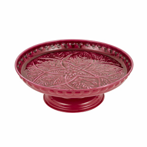 Karaca Home Donna Ayaklı Dekoratif Tabak Bordo 28 cm görseli 2