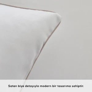 Karaca Home White Collection Vinas 80 Tel %100 Pamuk Çift Kişilik Saten Biyeli Nevresim Takımı Beyaz