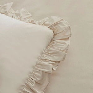 Karaca Home Pure Ruffle %100 Pamuk Çift Kişilik Fırfırlı Nevresim Takımı Ekru görseli 7