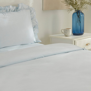 Karaca Home Pure Ruffle %100 Pamuk Çift Kişilik Fırfırlı Nevresim Takımı Açık Mavi görseli 7