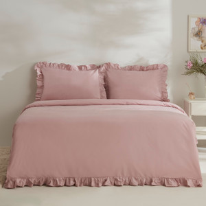 Karaca Home Pure Ruffle %100 Pamuk Çift Kişilik Nevresim Takımı Açık Bej