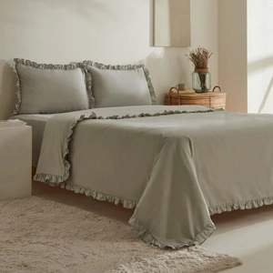 Karaca Home Pure Ruffle %100 Pamuk Çift Kişilik Fırfırlı Nevresim Takımı Adaçayı görseli 2