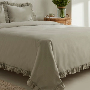 Karaca Home Pure Ruffle %100 Pamuk Çift Kişilik Fırfırlı Nevresim Takımı Adaçayı görseli 4