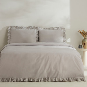 Karaca Home Pure Ruffle %100 Pamuk Çift Kişilik Nevresim Takımı Açık Bej