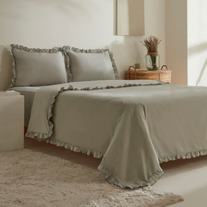 Karaca Home Pure Ruffle %100 Pamuk King Size Fırfırlı Nevresim Takımı Adaçayı görseli 2