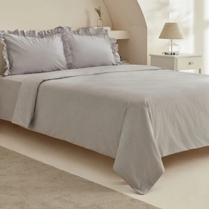Karaca Home Pure %100 Pamuk Çift Kişilik Nevresim Takımı Gri görseli 2