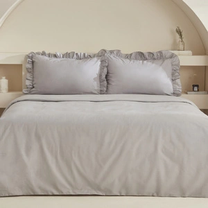 Karaca Home Pure %100 Pamuk Çift Kişilik Nevresim Takımı Gri görseli 1