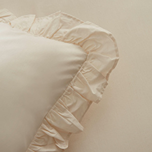 Karaca Home Pure Ruffle %100 Pamuk King Size Fırfırlı Nevresim Takımı Açık Bej görseli 7
