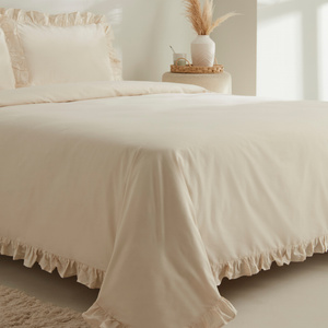 Karaca Home Pure Ruffle %100 Pamuk Tek Kişilik Fırfırlı Nevresim Takımı Açık Bej görseli 4