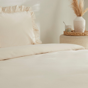 Karaca Home Pure Ruffle %100 Pamuk Tek Kişilik Fırfırlı Nevresim Takımı Açık Bej görseli 5