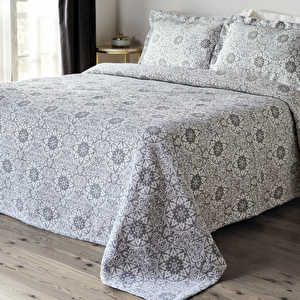 Karaca Home Oriental Çift Kişilik Yatak Örtüsü Set Antrasit görseli 1