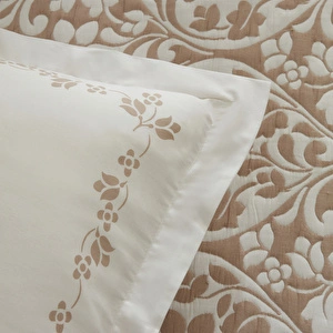 Karaca Home Tiara Çift Kişilik Çarşaflı Yatak Örtüsü Seti Bej görseli 4