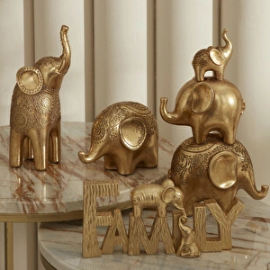 Karaca Home Elephant Biblo Gold 16,5X9,8X11,8CM görseli 4
